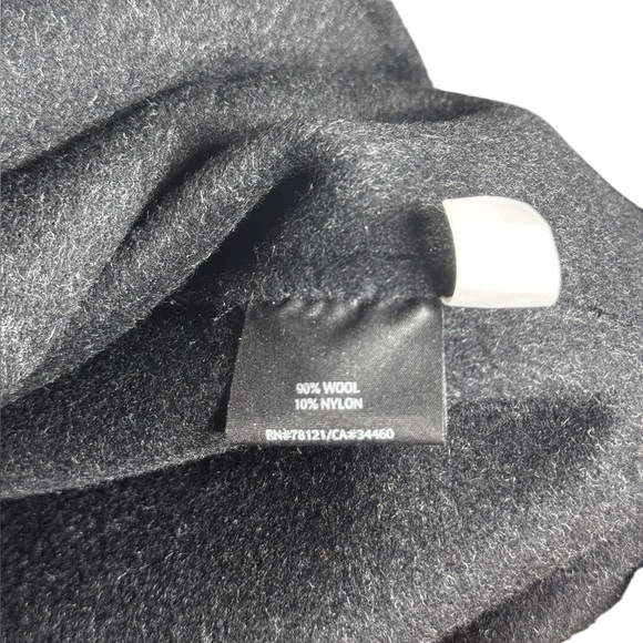 Eileen Fisher Wool Long Black Snap Button Tie Coat Jacket Size Medium Pockets - Picture 5 of 15